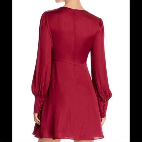 𝅺bardot Claire Twist Front Mini Dress Deep Red Nwt - Picture 3 of 9